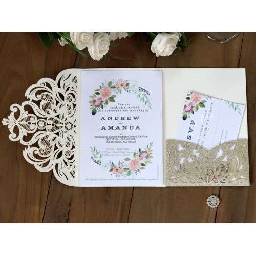 Thank You Card Wedding Card Design Laser Cut Holiday Greeting Card Glitter Card Personalized Custom